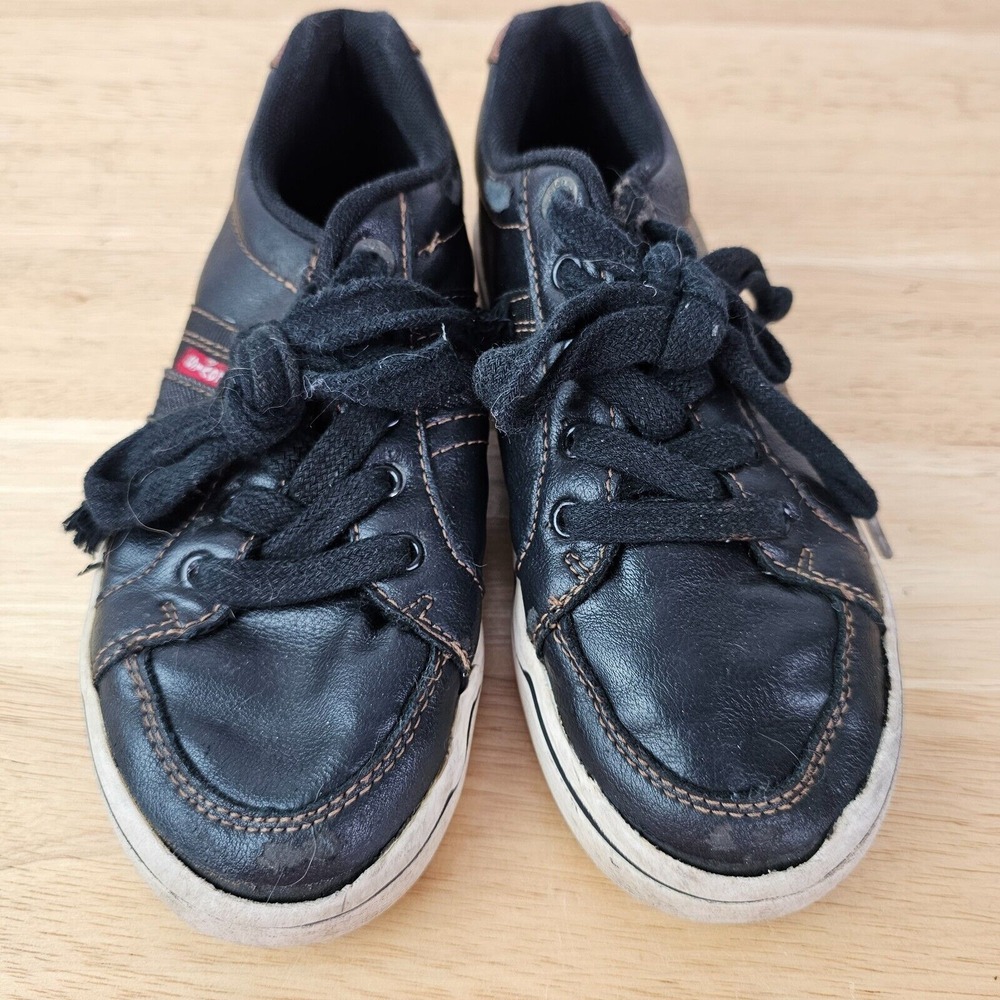 Levis Turner Nappa Kids Shoes Boys Size 1 Black Leather Sneaker Lace Up